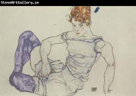 Egon Schiele Seated Woman in Violet Stockings (mk12)